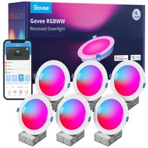 Luva de iluminação embutida inteligente de 15 cm Wi-Fi Bluetooth RGBWW, pacote com 6