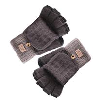 Luva de inverno unissex luva conversível metade&full finger glove com flip top - marrom