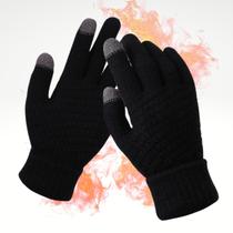 Luva De Lã Frio Inverno Adulto Preta Touch Screen Unissex