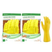 Luva de Látex Amarela Limpeza Multiuso - Tamanho M - 2 Pares