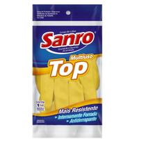 Luva de Látex Antiderrapante Top Amarela Sanro Tam G