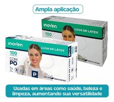 Luva De Látex Branca Com Pó Inoven Tamanho M Kit 2
