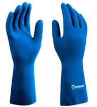 Luva De Latex Médico Forrada Azul Multiuso Limpeza Lv-lazf-8