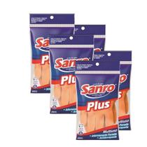 Luva De Látex Sanro Multiuso Laranja Kit 5