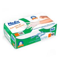 Luva de Látex sem Pó procedimento não cirúrgico Medix com 100 unidades Luva de Látex sem Pó procedimento não cirúrgico Medix com 100 unidades