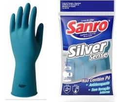 Luva de látex silver sense azul tamanho G - Sanro