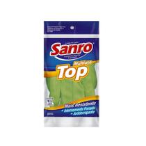 Luva de Látex Verde M TOP Sanro CA 40045 - Para limpeza, higiene e trabalhos gerais