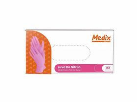 Luva de Nitrilo Rosa Uso Geral 100 Unidades Medix Brasil, Pp