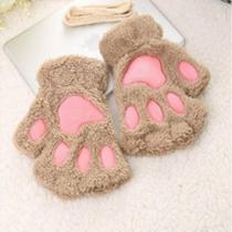 Luva De Pelúcia Pata De Gatinho Meio Dedo Cosplay Halloween Escolar Tamanho Único