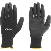 Luva de poliéster preta com poliuretano tamanho 8 - PPV 1008