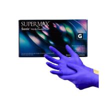 Luva de Procedimento Nitrílica Sem Pó Azul Royal Supermax - TAM G (cx C/100) Luva de Procedimento Nitrílica Sem Pó Azul Royal Supermax - TAM G (cx C/100)