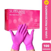 Luva de procedimento nitrilica sem pó p rosa (cx c/100) - supermax