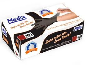 Luva de procedimento nitrílica sem pó preta (c/100 unds) - medix Luva de procedimento nitrílica sem pó preta (c/100 unds) - medix