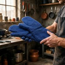 Luva de Proteção Azul 50cm Grafatex para Trabalho e Segurança Luva de Proteção Azul 50cm Grafatex para Trabalho e Segurança