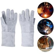 Luva de Raspa em Couro Punho 15 Proteção Individual EPI Segurança do Trabalho Soldador Construção Civil Indústrial
