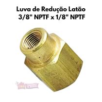 Luva de Redução Latão 3/8" NPTF x 1/8" NPTF Luva de Redução Latão 3/8" NPTF x 1/8" NPTF