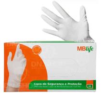 Luva de Segurança e Proteção MBLife Látex com Pó 100 Unidades