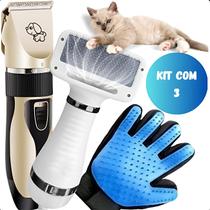 Luva de Silicone Ajustável e Máquina de Tosa Pet