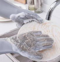 Luva de Silicone De Lavar Louça com Filamentos nas palmas das mãos