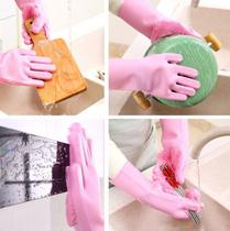 Luva De Silicone Para Lavar Louças Rosa