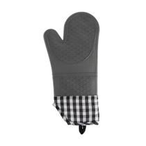 Luva de Silicone Térmica Resistente ao Calor Xadrez - Cinza