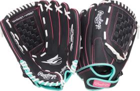 Luva de softball Rawlings Sure Catch Youth 12,5 polegadas preta/menta/rosa
