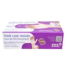 Luva de Vinil descartavel Com amido 50 pares Vinilvok