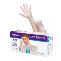 Luva De Vinil Descartável Inoven Talco 100 Unidade Tamanho G