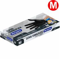 Luva de Vinil Descartável Sem Pó Ambidestra Tamanho M cor Preta Cx/100 Bompack