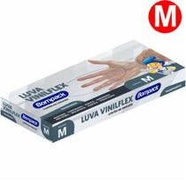 Luva de Vinil Descartável Sem Pó Ambidestra Tamanho M Transparente Cx/100 Bompack