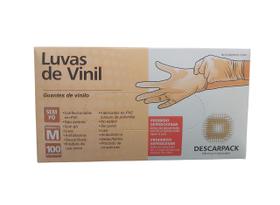 Luva De Vinil Descartável Sem Pó Descarpack Tamanho M 100un Luva De Vinil Descartável Sem Pó Descarpack Tamanho M 100un