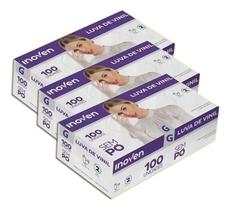 Luva De Vinil Inoven G 100 Unid Sem Pó Kit 3 Luva De Vinil Inoven G 100 Unid Sem Pó Kit 3