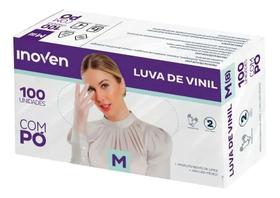 Luva De Vinil Inoven M 100u Sem Pó