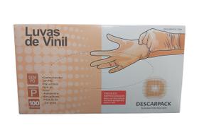 Luva De Vinil Sem Pó Descartável Descarpack Tamanho P 100un