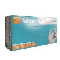 Luva de Vinil Talge (G) sem pó com 100 unidades CA37215 indicada para cozinha, industrias e clinicas