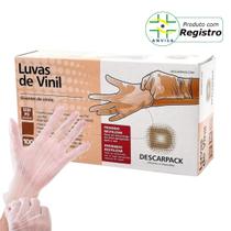 Luva Descartável de Procedimento Vinil Sem Pó P M G 100un Descarpack
