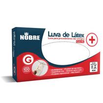 Luva descartável Latex Branco c/ Pó Tam G CX100 Nobre CA 39556