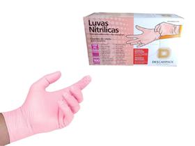 Luva Descartável Nitrílica Rosa Descarpack Cx C/100 Sem Pó