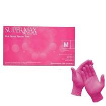 Luva Descartável Nitrílica Sem Pó Rosa Pink Supermax