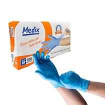 Luva Descartável Nitrilo Azul "M" Sem Pó Caixa com 100 Unidades Medix Luva Descartável Nitrilo Azul "M" Sem Pó Caixa com 100 Unidades Medix
