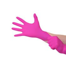 Luva Descartavel Nitrilo Rosa c/100