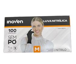 Luva Descartável Preta Nitrílica Manunicure Cozinha 100 Unidades - Inoven