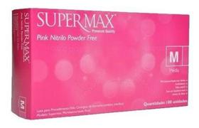 Luva Descartável Rosa Nitrílica Supermax Com 100 Unid Tam P