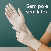 Luva Descartavel sem pó kit com 100 unidades branca tamanho do P ao G Luva Descartavel sem pó kit com 100 unidades branca tamanho do P ao G