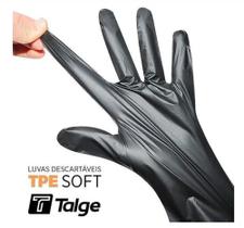 Luva Descartável Talge TPE soft Preta 100 unidades Luva Descartável Talge TPE soft Preta 100 unidades