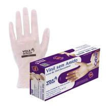 Luva Descartável Vinil S/ Pó Transparente Cx Com 100 Volk M G EG CA 20722