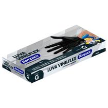 Luva Descartável Vinilflex Preto/Rosa - Caixa Com 100 Un