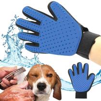 Luva Escova Magnética para Remoção de Pelos de Pets - Cor Azul