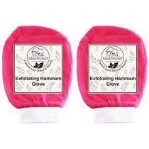 Luva esfoliante Hammam Natural Elephant Pink Tulip, pacote com 2