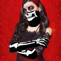 Luva Esqueleto Caveira Florescente Longo Brilha No Escuro Halloween Cosplay Esqueleto Raio X Luva Esqueleto Caveira Florescente Longo Brilha No Escuro Halloween Cosplay Esqueleto Raio X